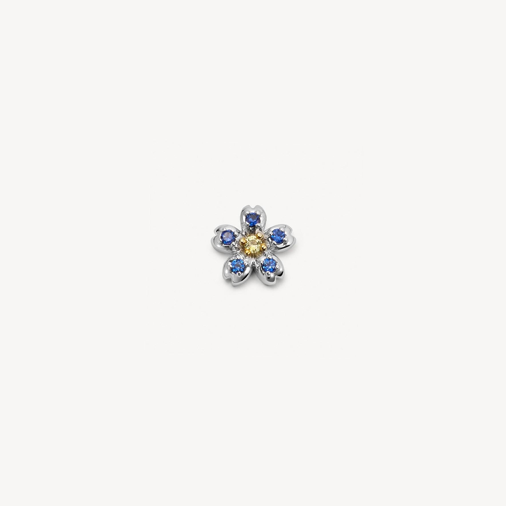 💐 Zircon Blue Flower Charm – Sparkling Locket Filler