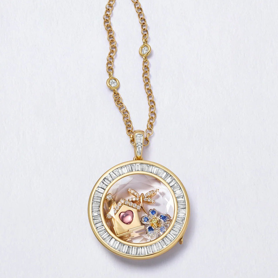 Cherie Crystal Heart Pendant | Gold Plated Copper, Pave Crystals