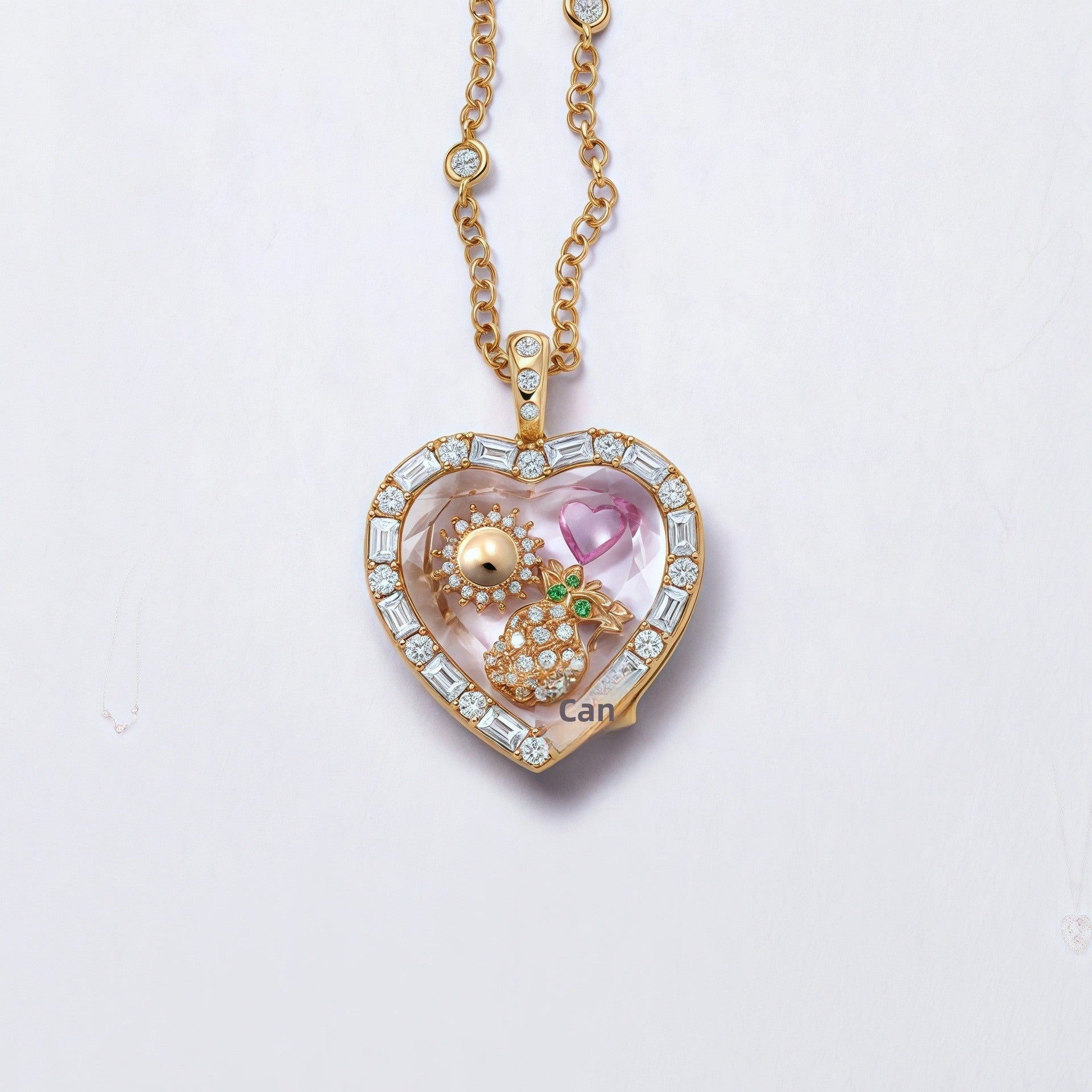 Cherie Crystal Heart Pendant | Gold Plated Copper, Pave Crystals