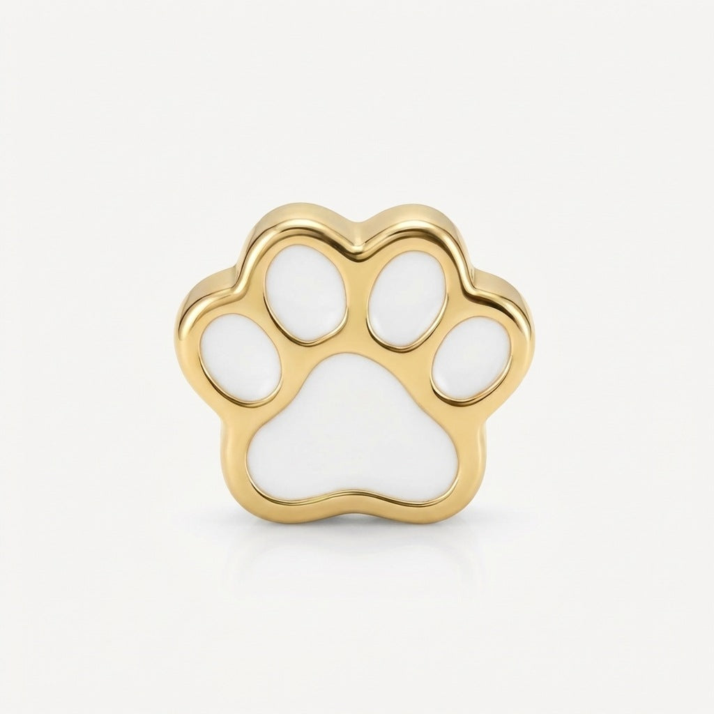 White Paw Outline Charm – Minimalist Pet Locket Filler