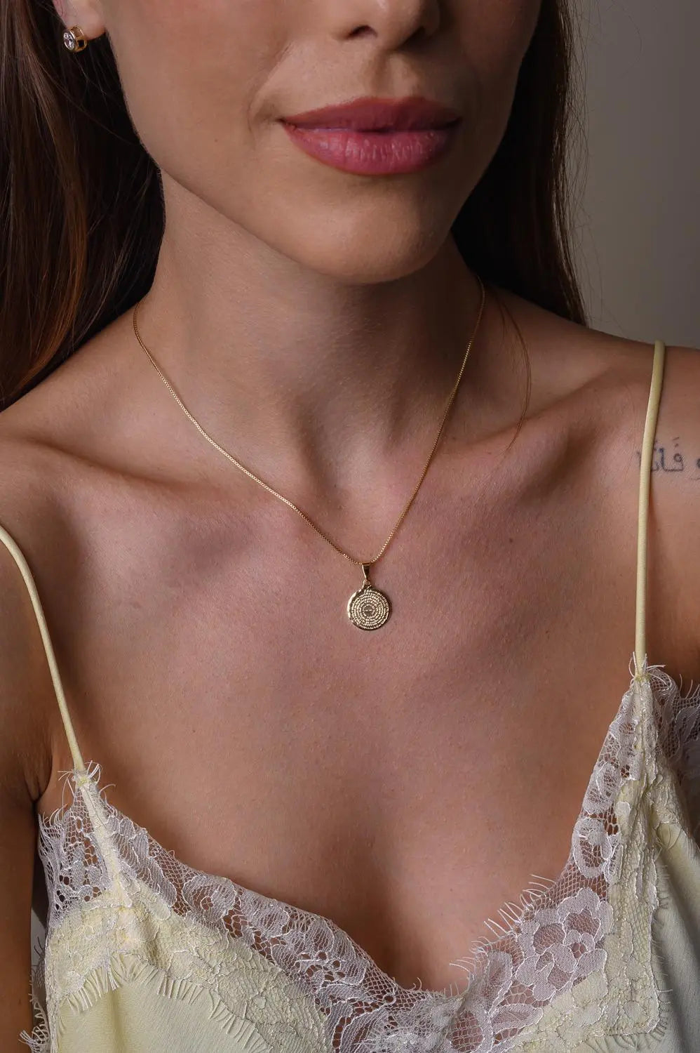Lord's Prayer Coin Pendant Necklace | 18k Gold Plated
