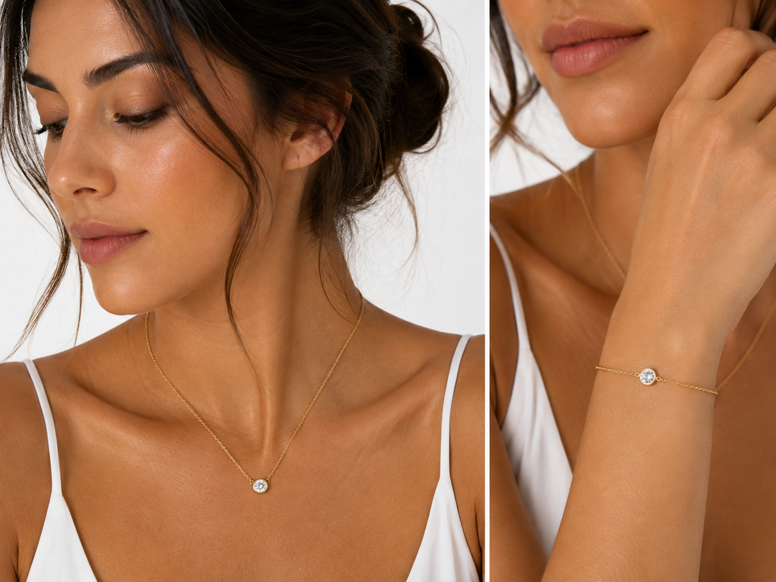 Gold Solitaire Jewelry Set