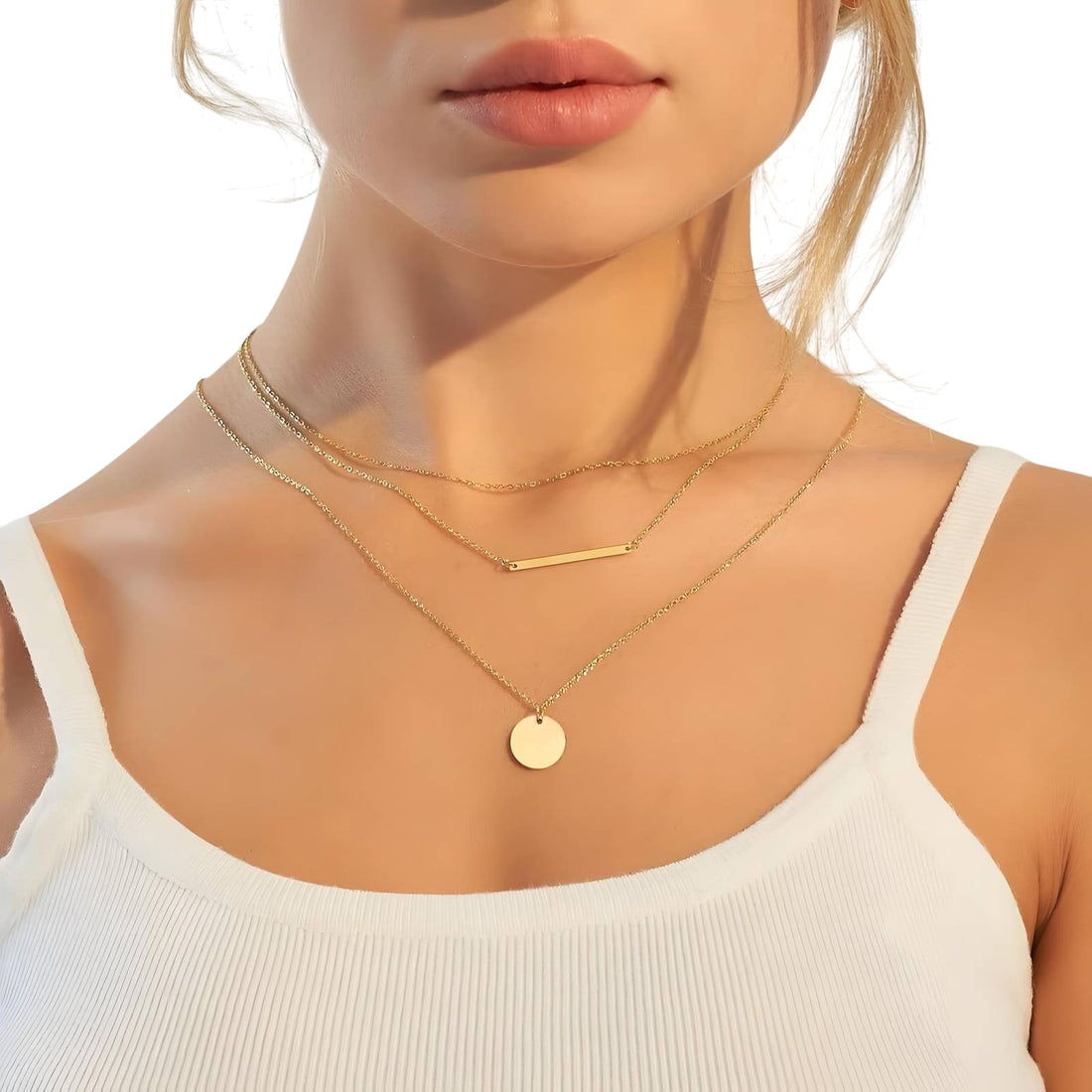 Elegant Layered Gold Necklace Set