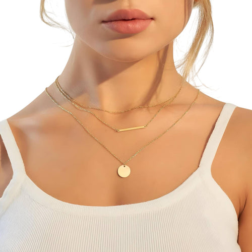 Elegant Layered Gold Necklace Set