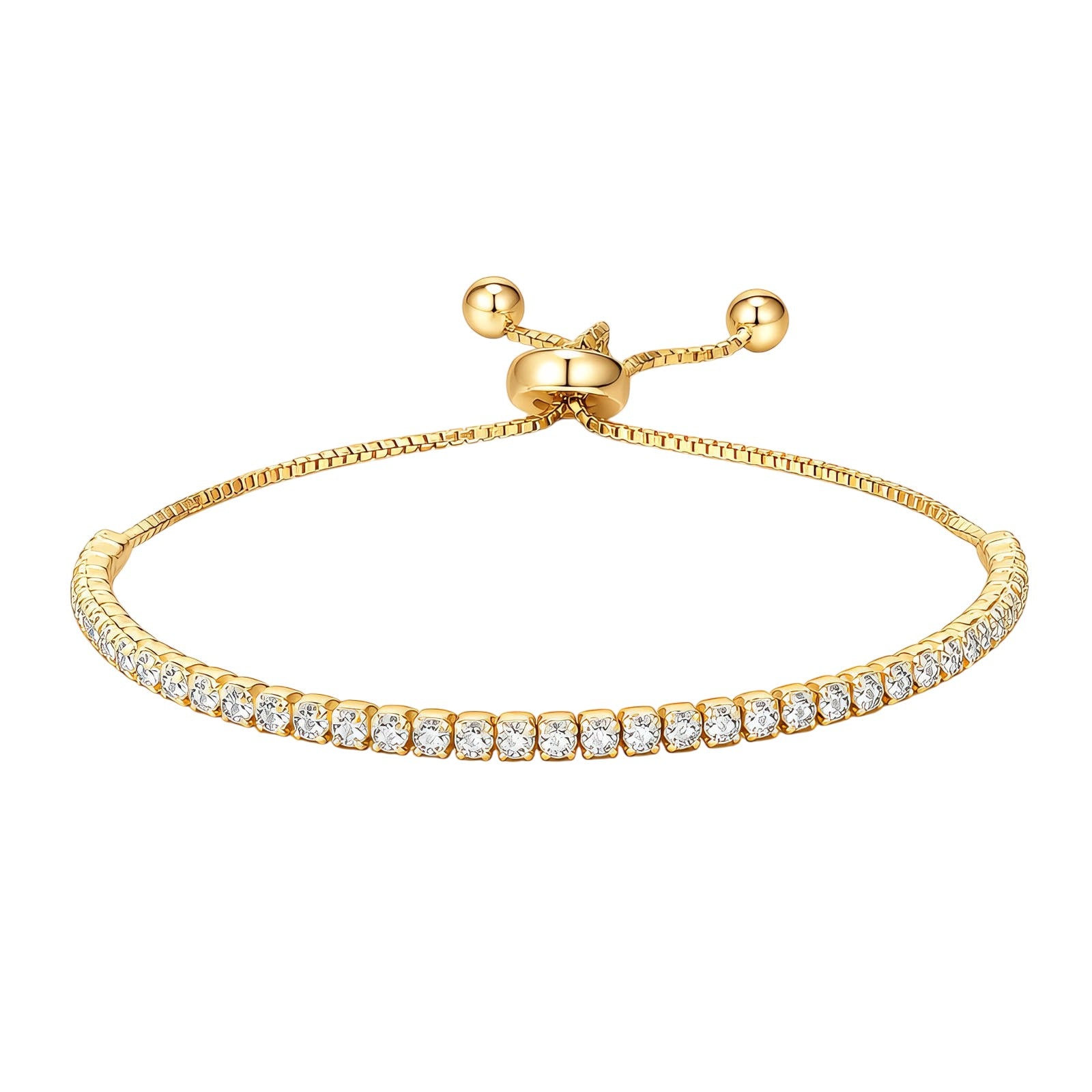 Luxury Gold Plated Tennis Bracelet with Adjustable Slider Clasp