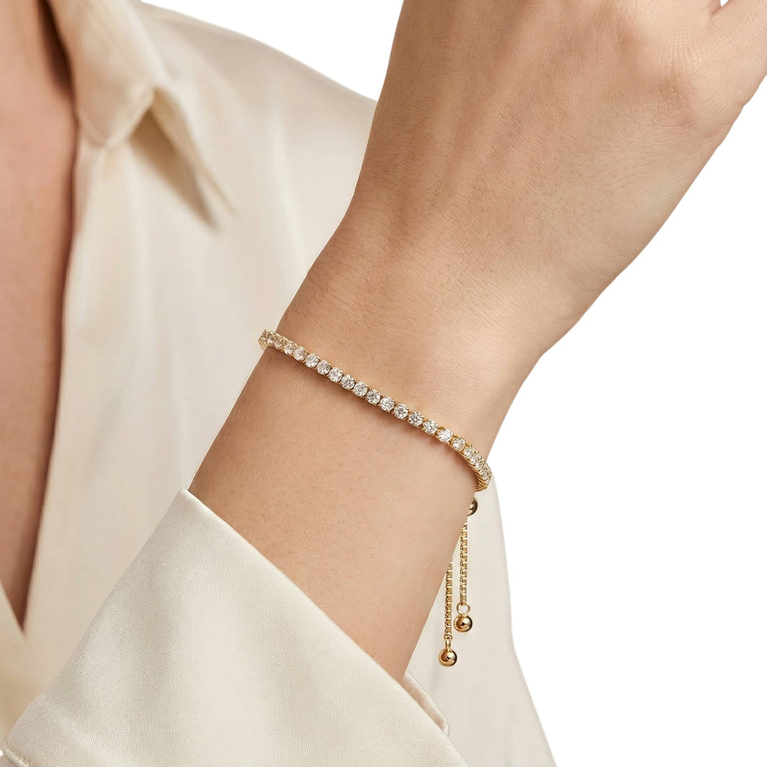 Tennis Bracelet with Adjustable Slider Clasp