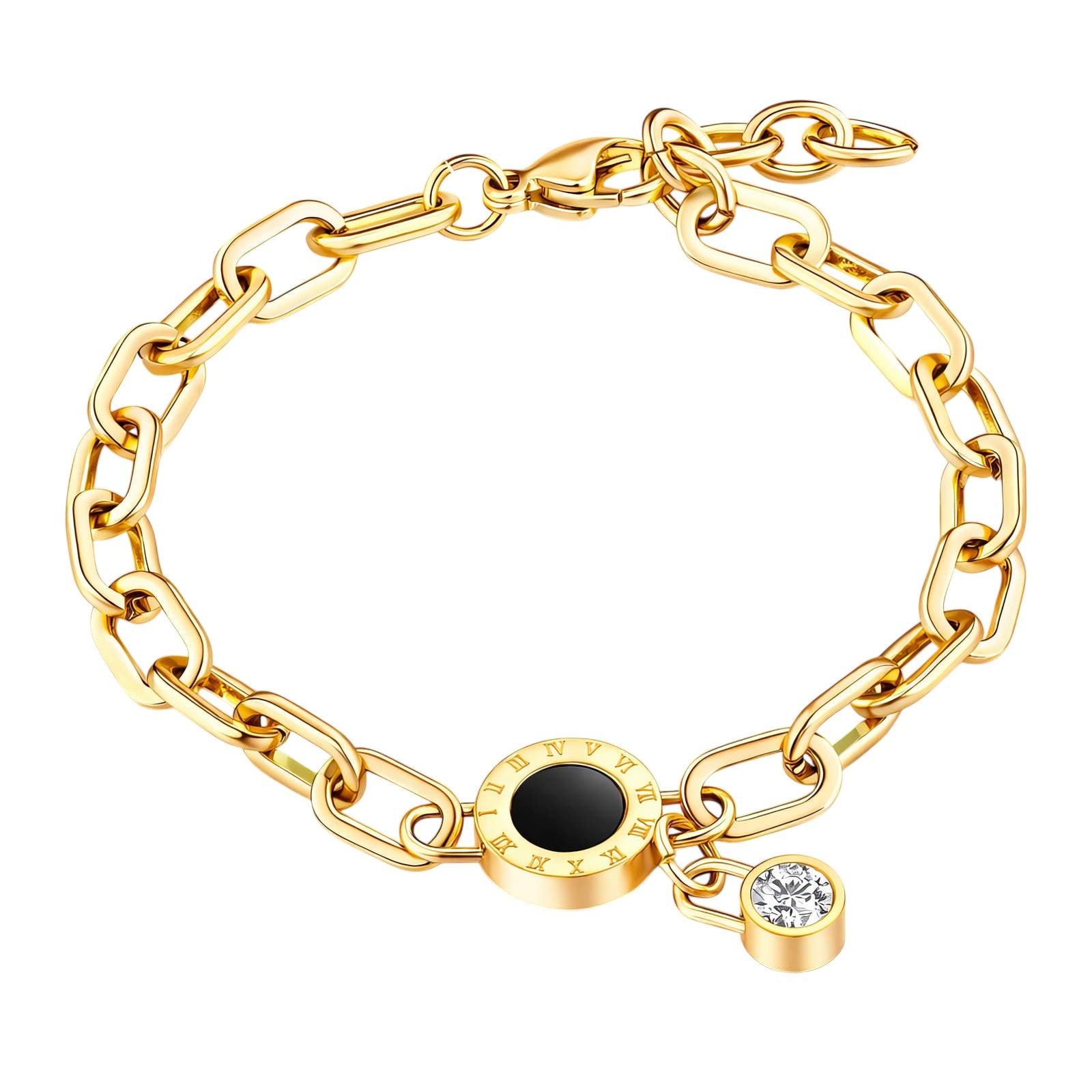 Gold Plated Roman Numeral Chain Bracelet