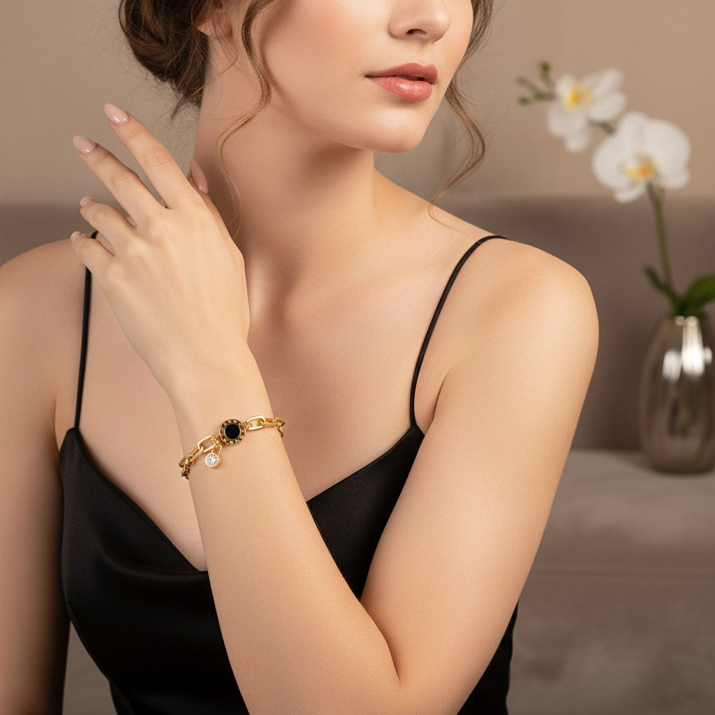 Gold Plated Roman Numeral Chain Bracelet
