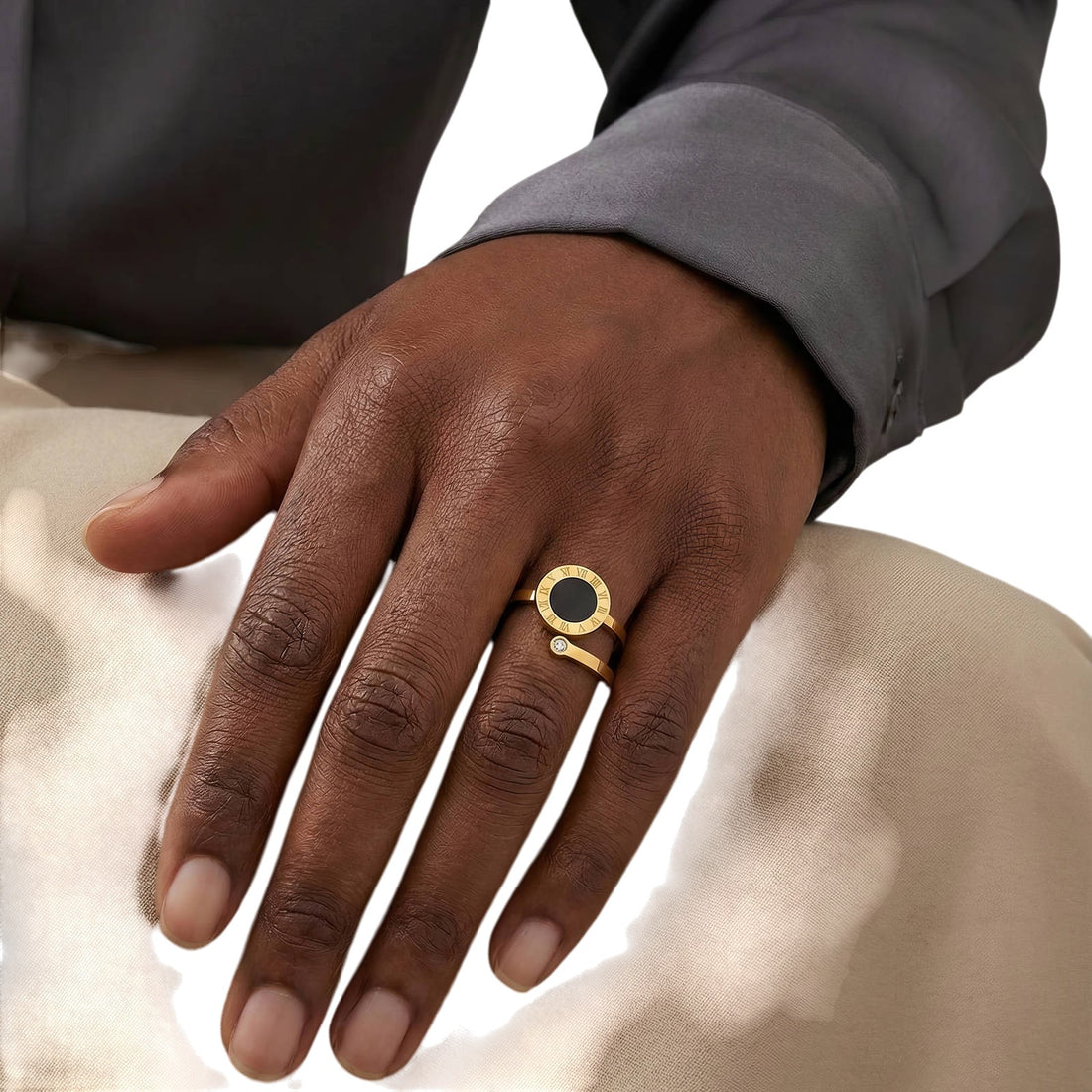 Roman Numeral Open Cuff Ring