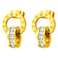 Gold Plated Roman Numeral Crystal Hoop Earrings