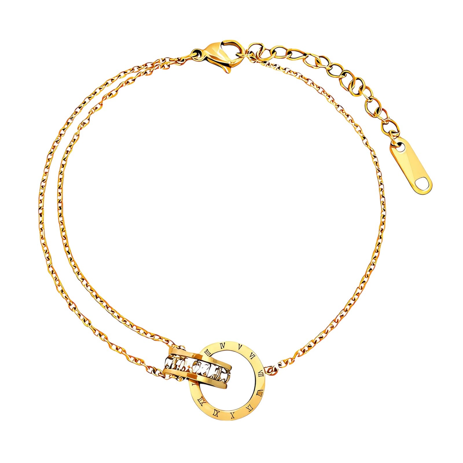 Gold Plated Roman Numeral Crystal Bracelet/Anklet