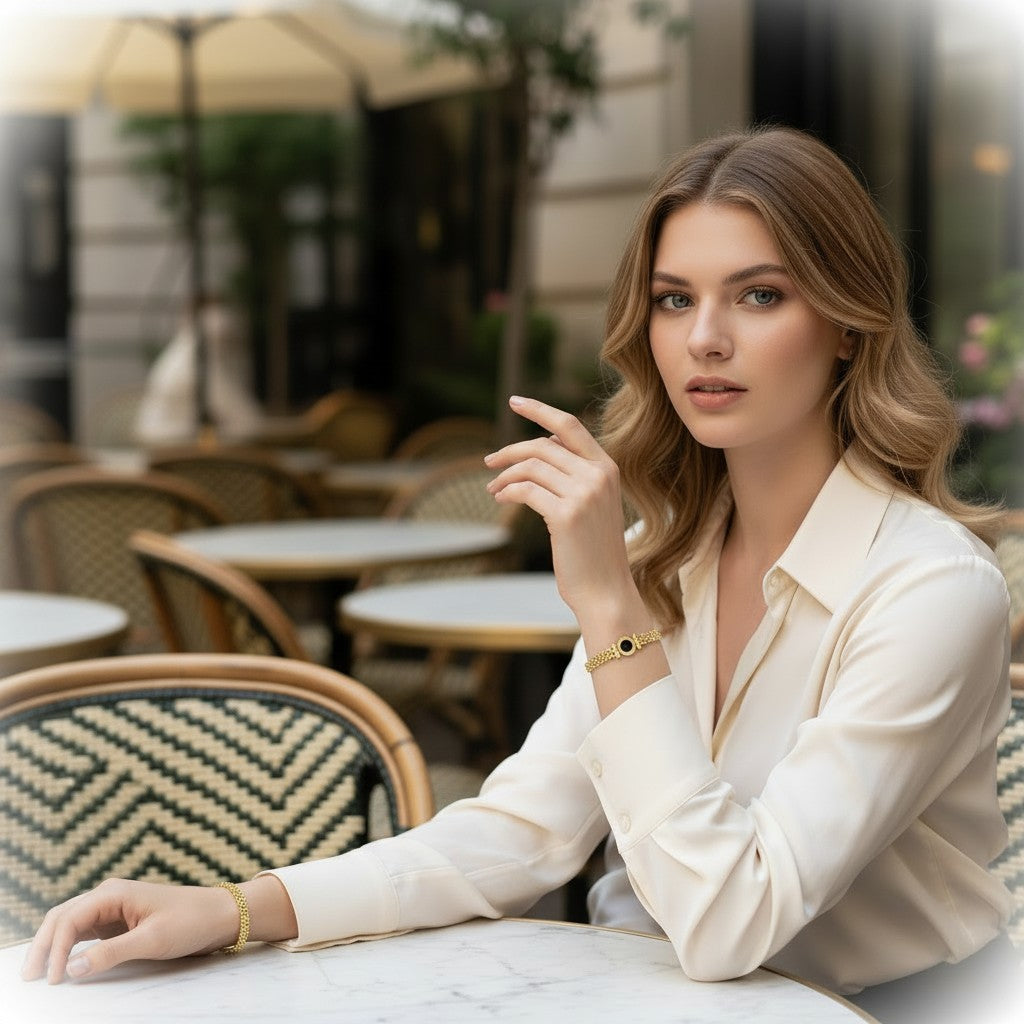 Roman Gold|Black Numeral Bangle