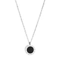 Silver Roman Numeral Black Pendant Necklace