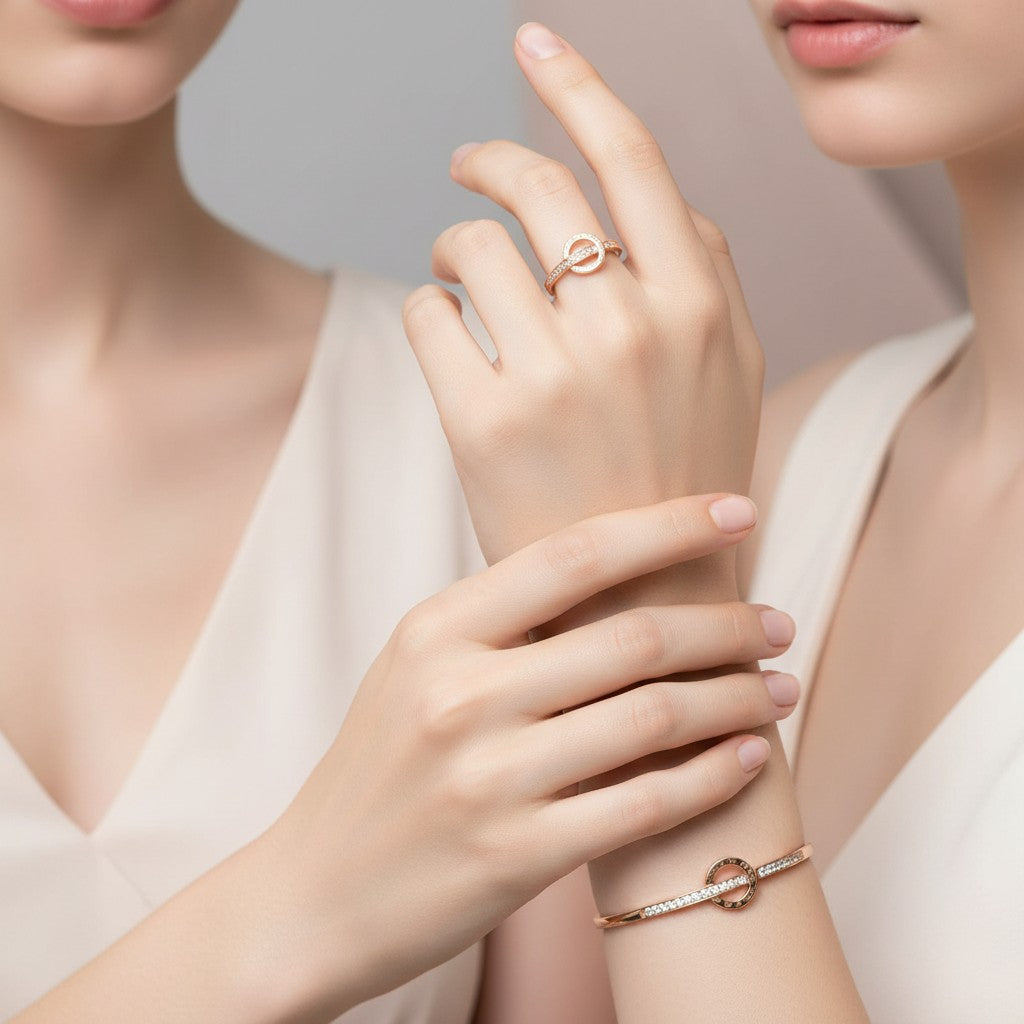 Roman Numeral Disc Rose Gold Ring