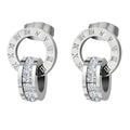 Silver Roman Crystal Hoop Earrings