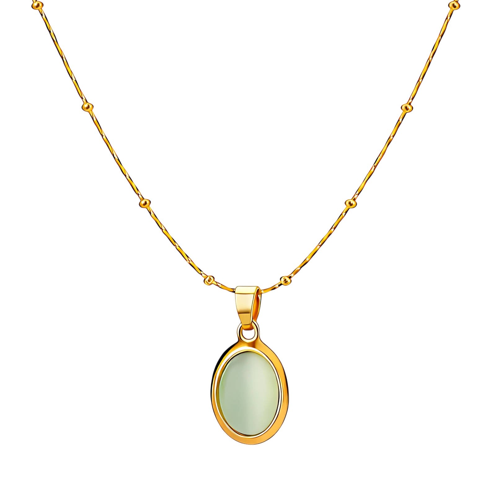 Minimalist Green Stone Pendant Necklace