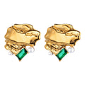 Emerald Pearl Sculptural Earrings