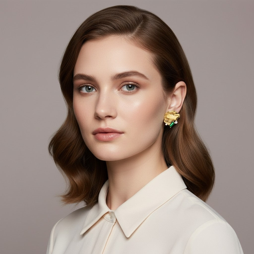 Emerald Pearl Sculptural Earrings