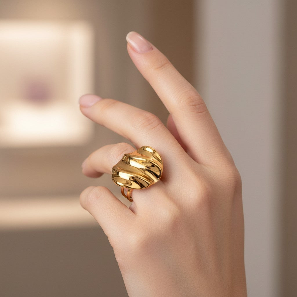 Gold Organic Statement Ring