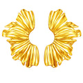 Golden Sculpted Fan Earrings