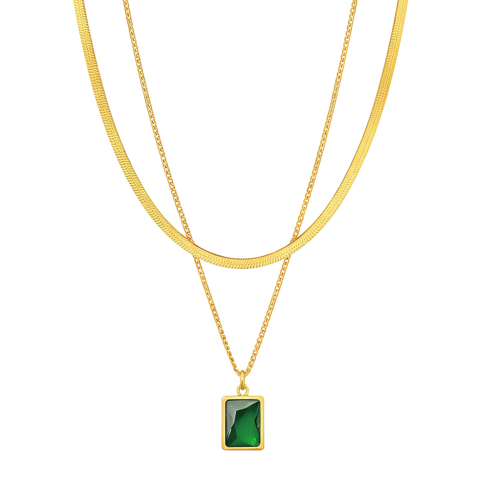 Emerald Layered Necklace Set