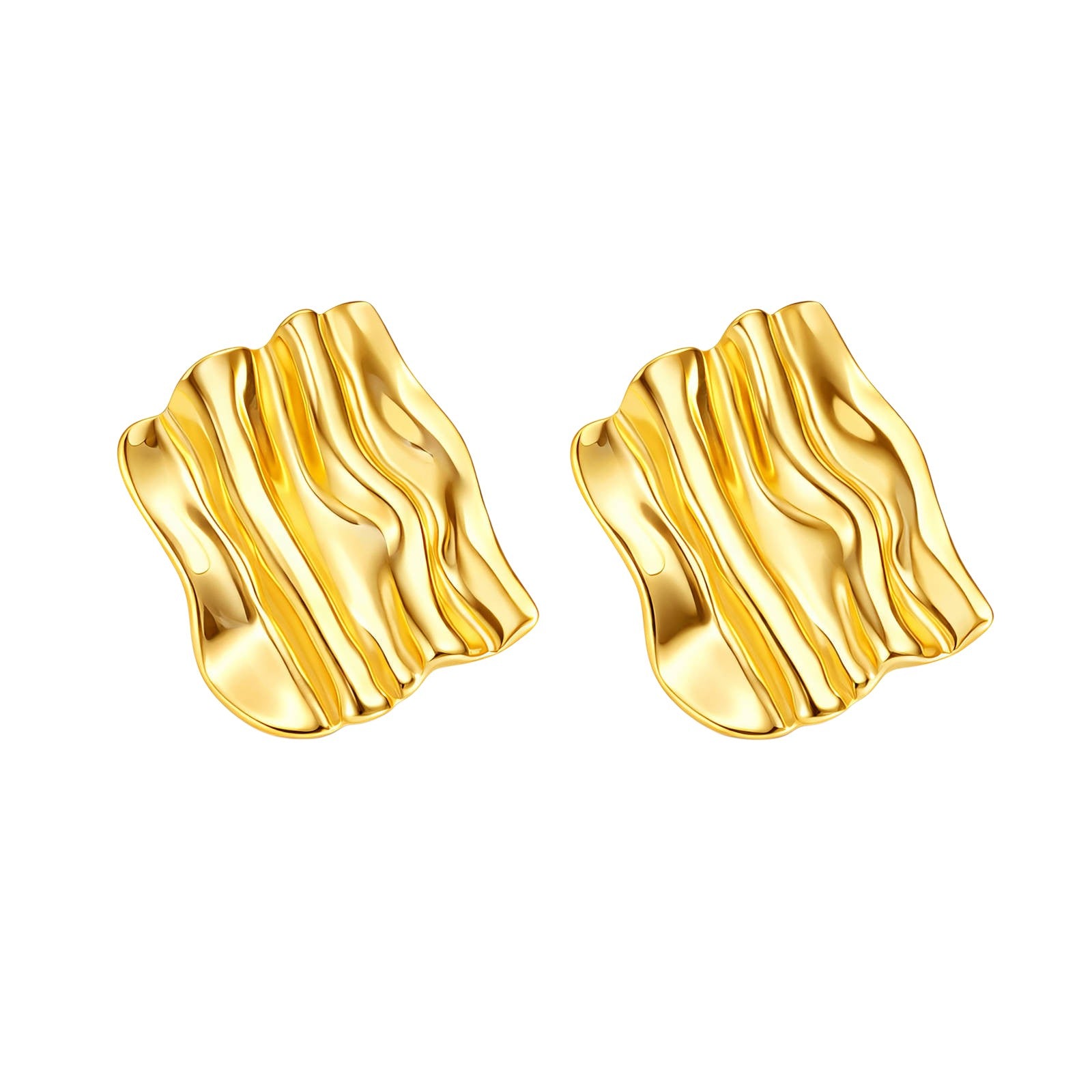 Gold Wave Statement Earrings
