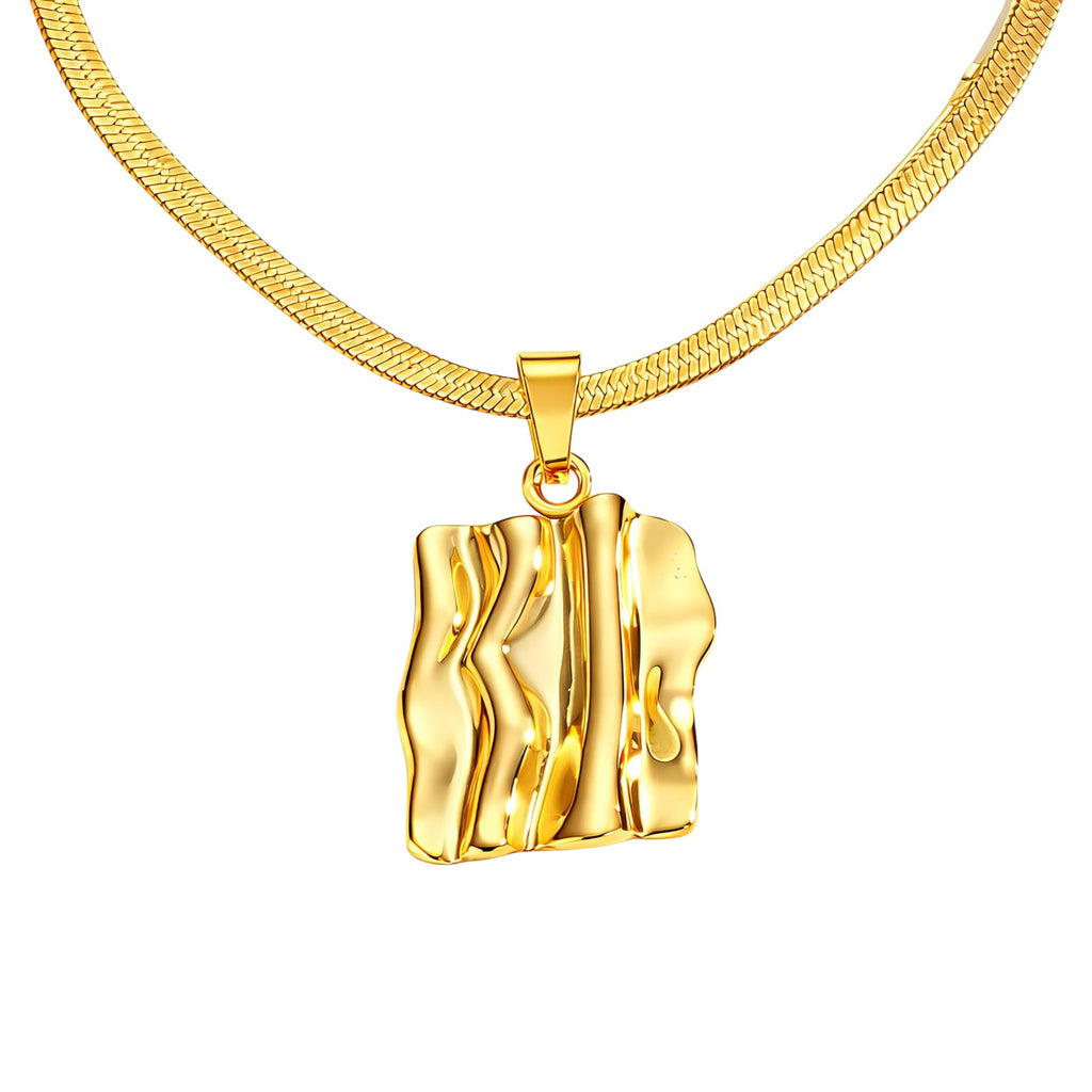 Gold Wave Pendant Necklace