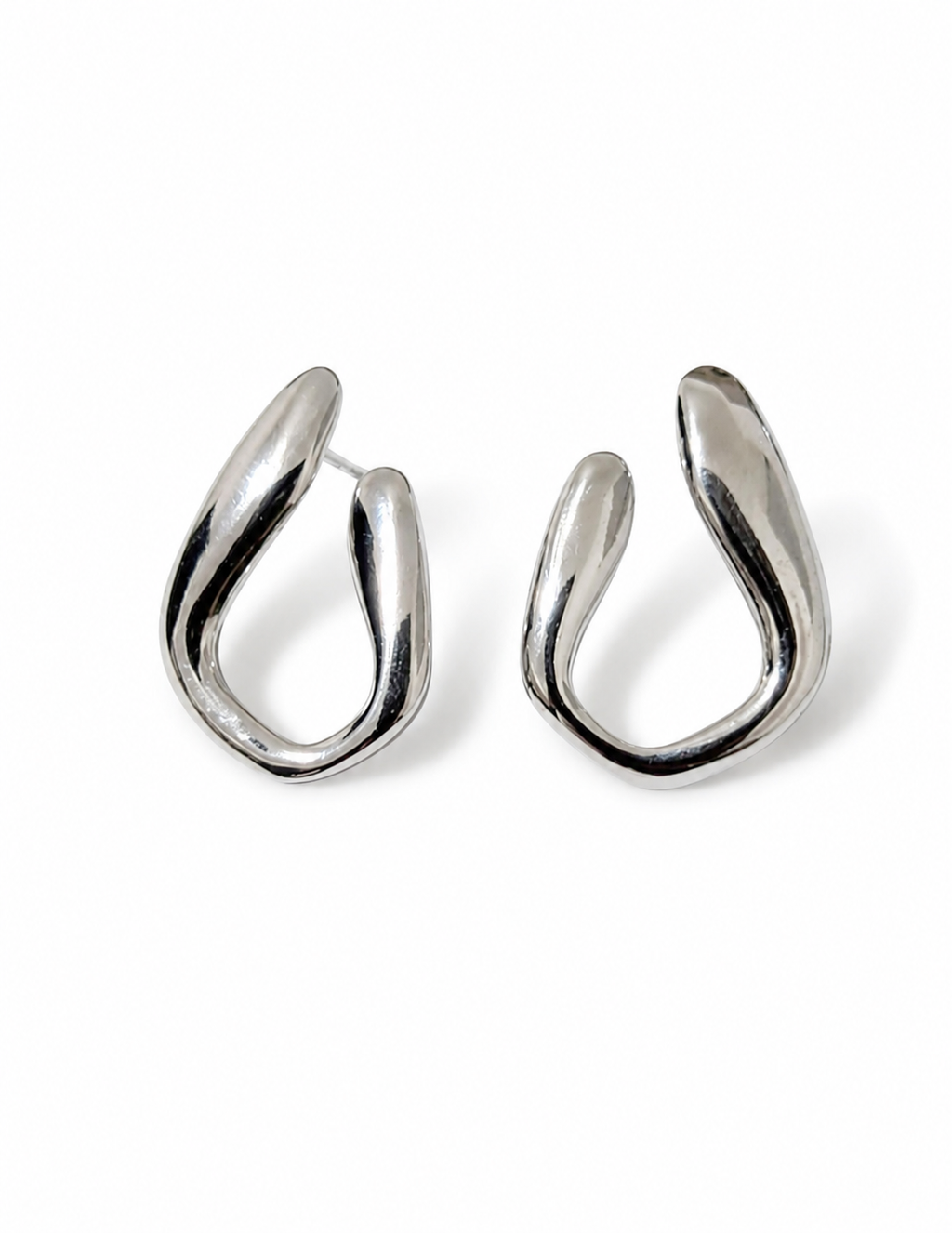 Sculptural Wave Hoop Earrings | White Rhodium Plated