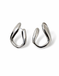 Sculptural Wave Hoop Earrings | White Rhodium Plated