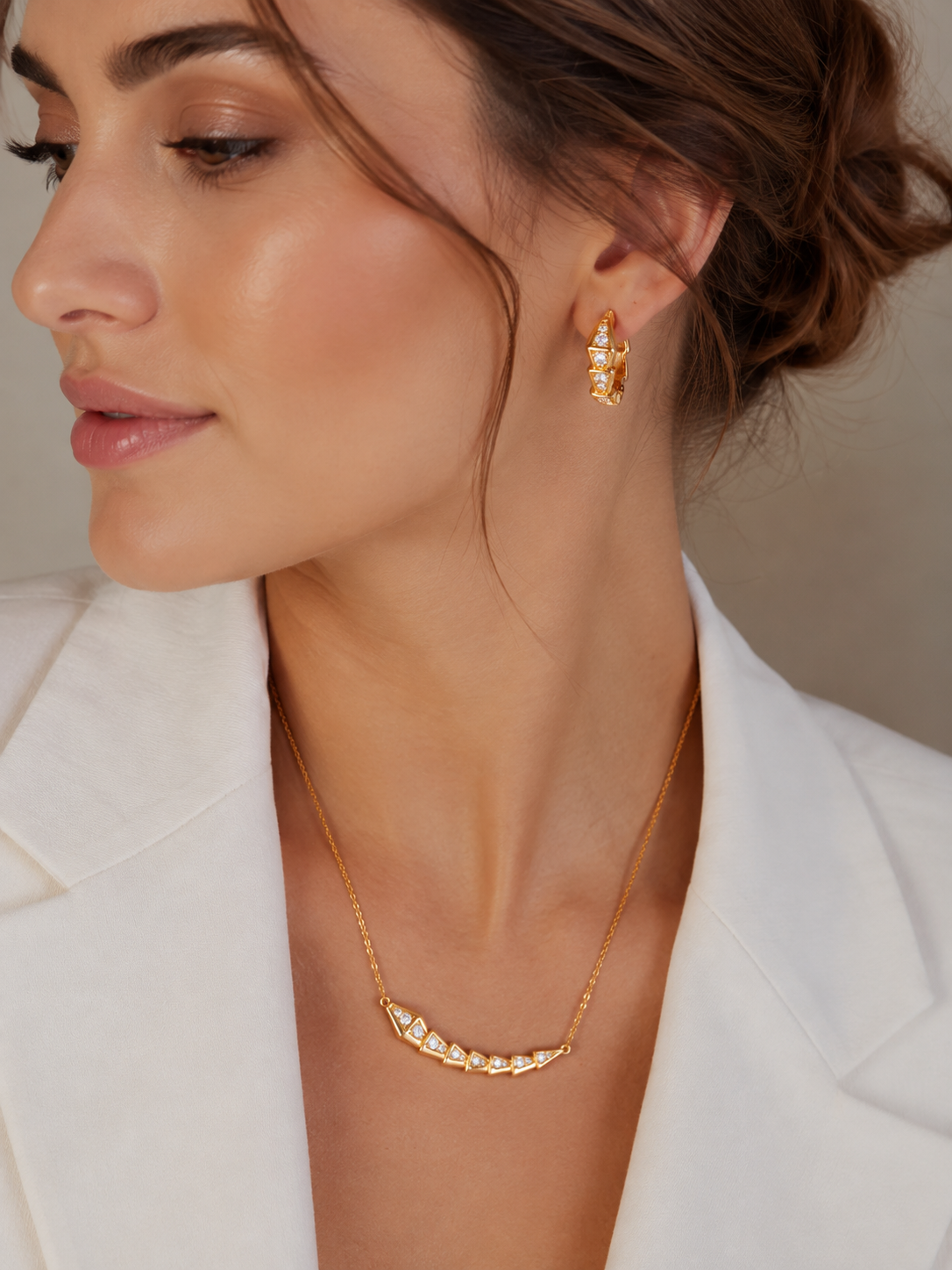 Gold | Silver Zircon Snake Shaped Titanium Steel