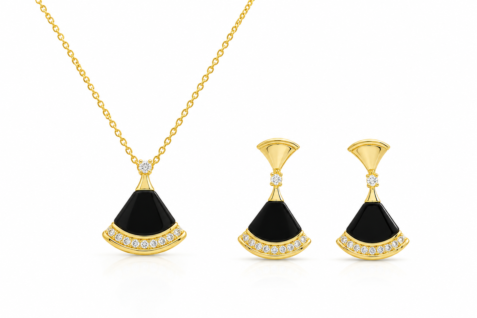 Elegant Black Necklace 14K gold / Zircônia