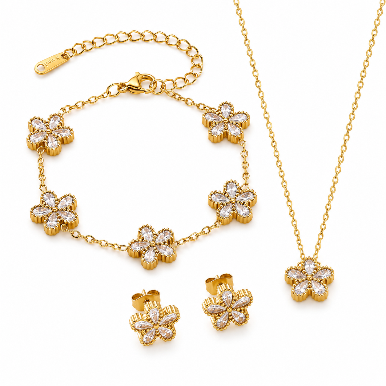 Flowers Jewelry Set Made of Titanium Steel with Zircon