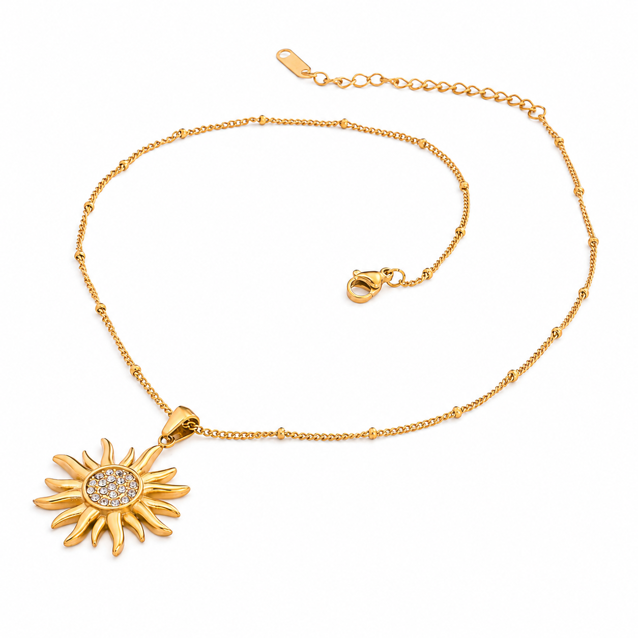 🌞 Sunburst Gold Necklace – 18K PVD Non-Tarnish Waterproof