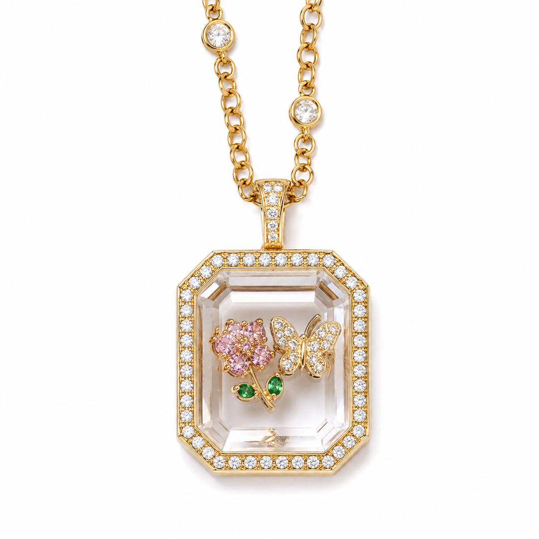 Crystal Heart LOVE Floating Locket Charm