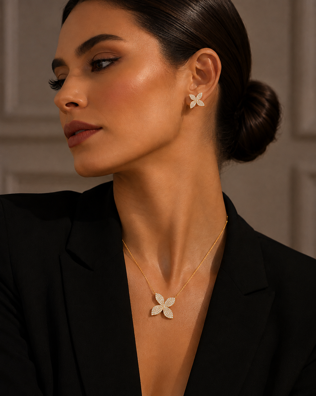 Flowers Jewelry Set Zircon