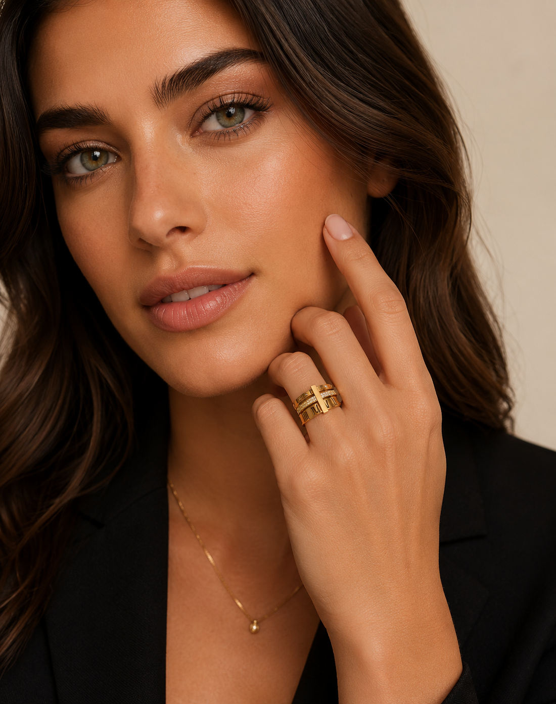 Gold | Silver Zircon Luxury Multi-layer Thick Roman Numeral Ring