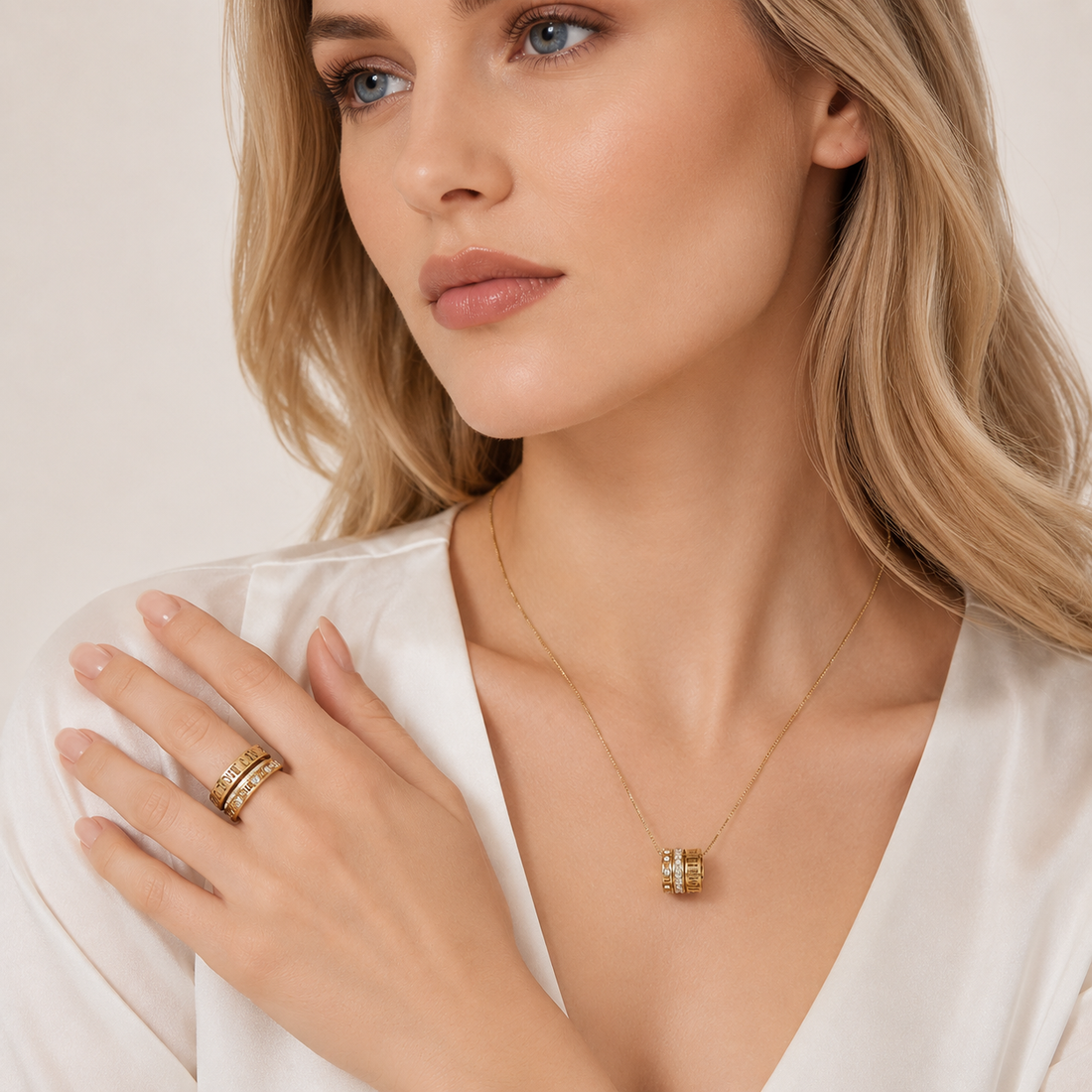 Gold | Silver Zircon Multi Layer Set Roman Numeral