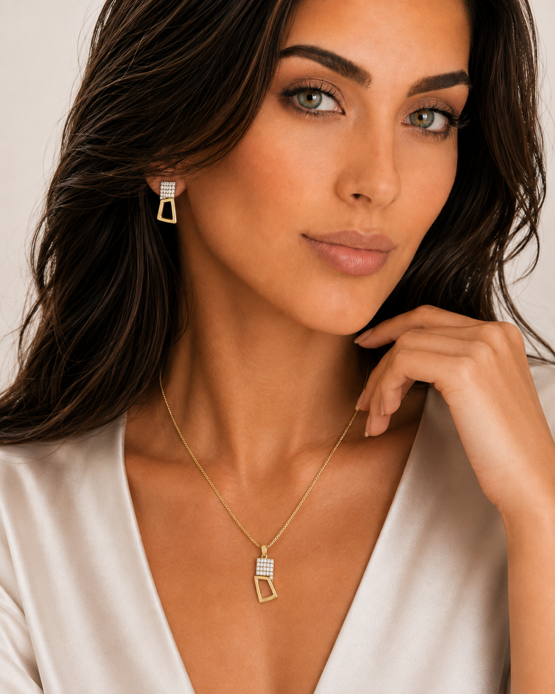 Double Square Lux 925 Sterling Jewelry Set