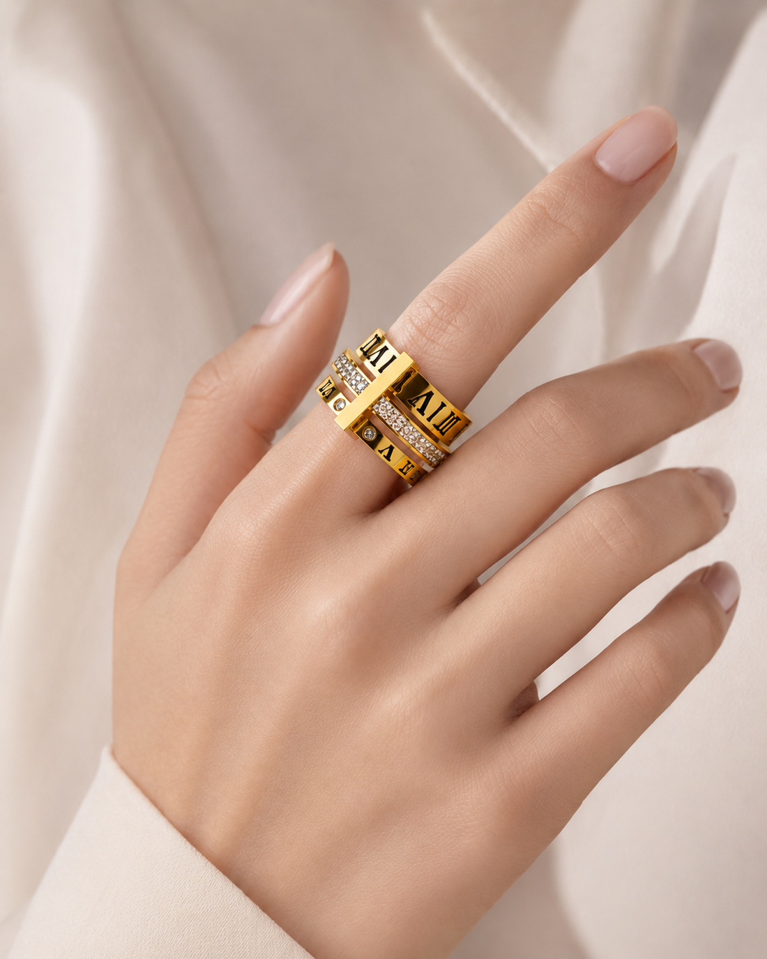 Rose | Gold | Silver Cubic Zircon Roman Numeral Ring