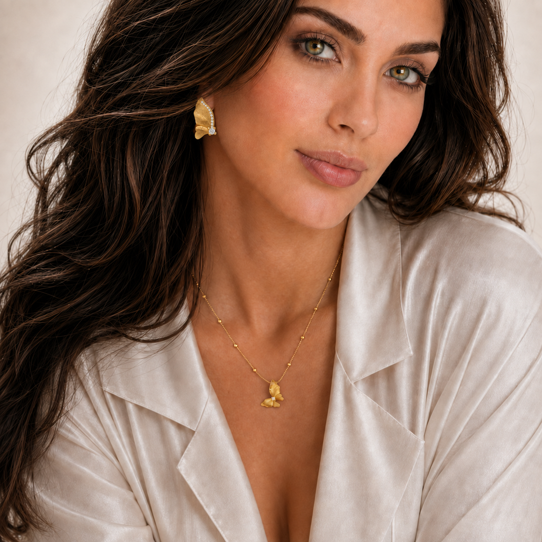 Gold Butterfly Jewelry Set Lux 925 Sterling Silver