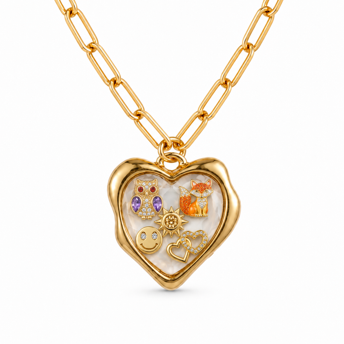 Heart Curved Glass Locket Necklace