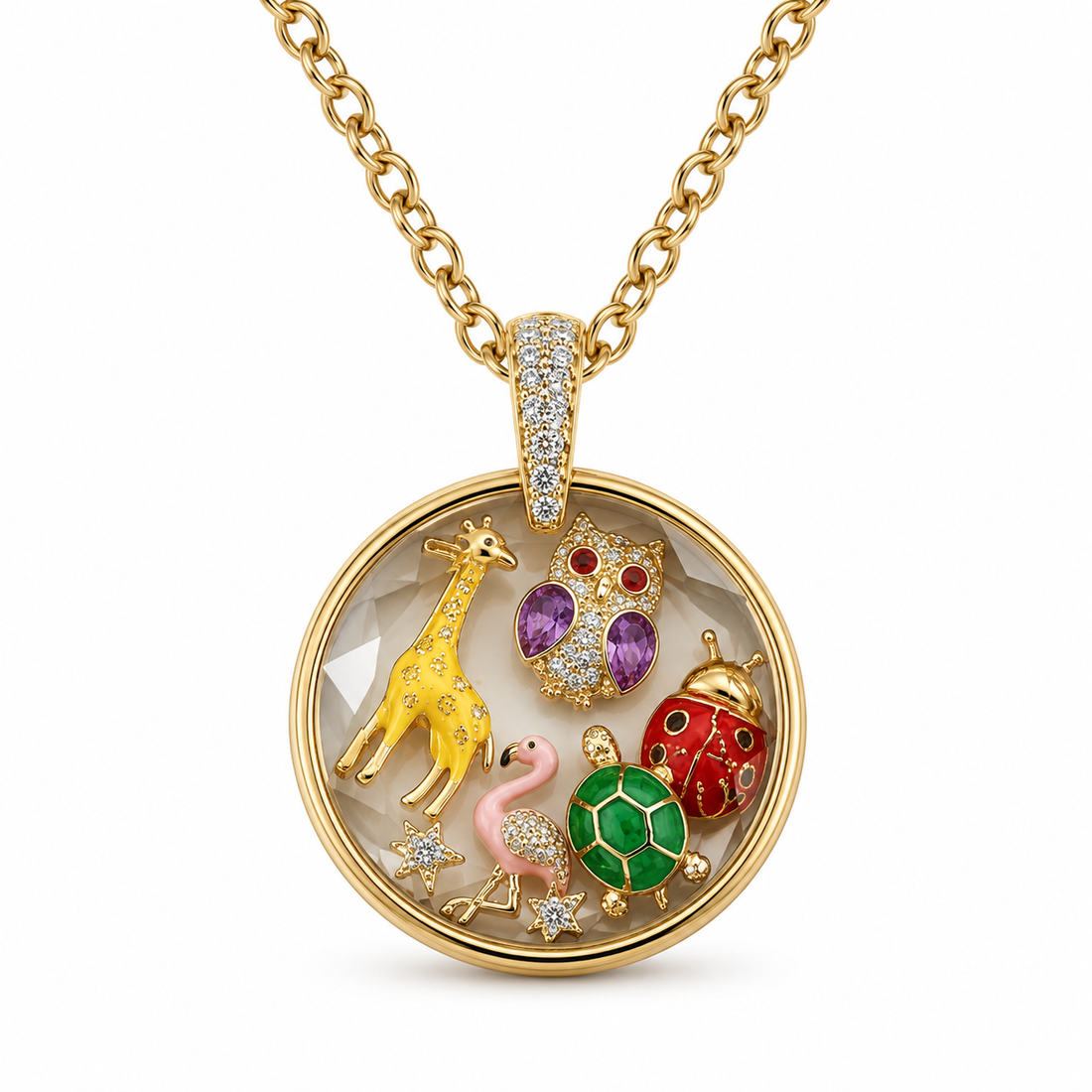 Crystal Owl Charm Glass Locket Filler