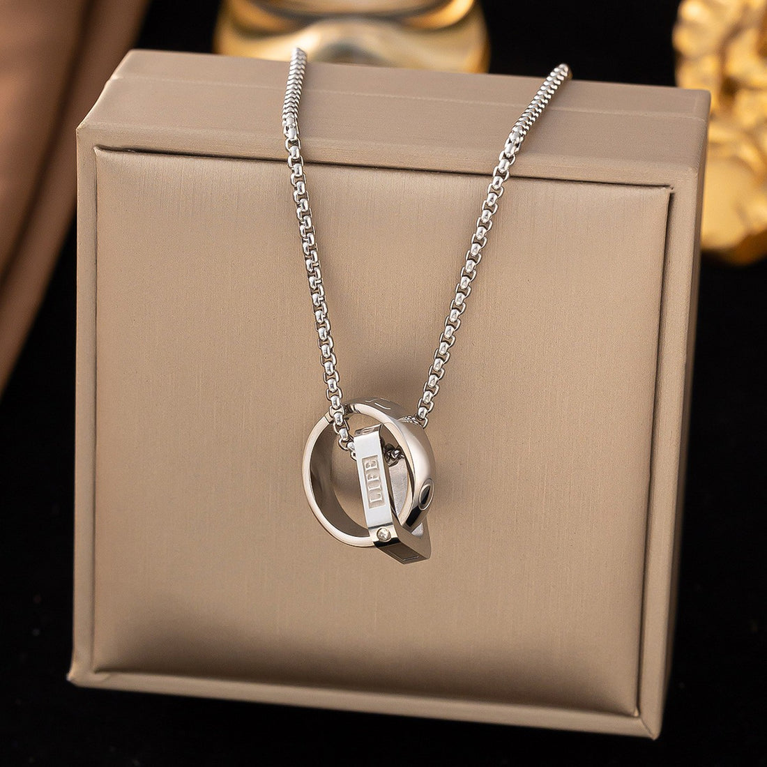 Double Ring Zircon Necklace