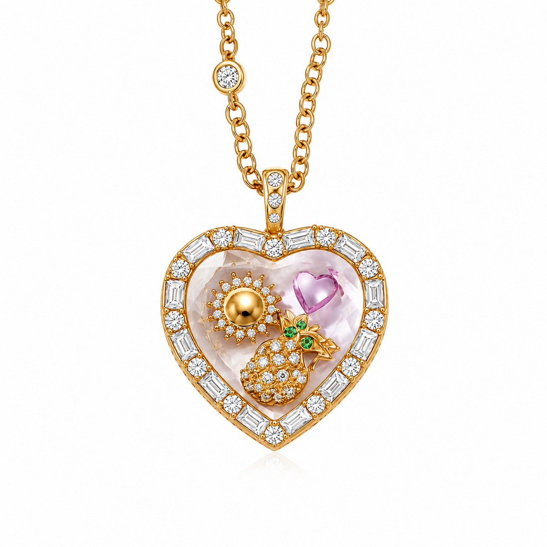 Crystal Heart Pendant Pave Crystals