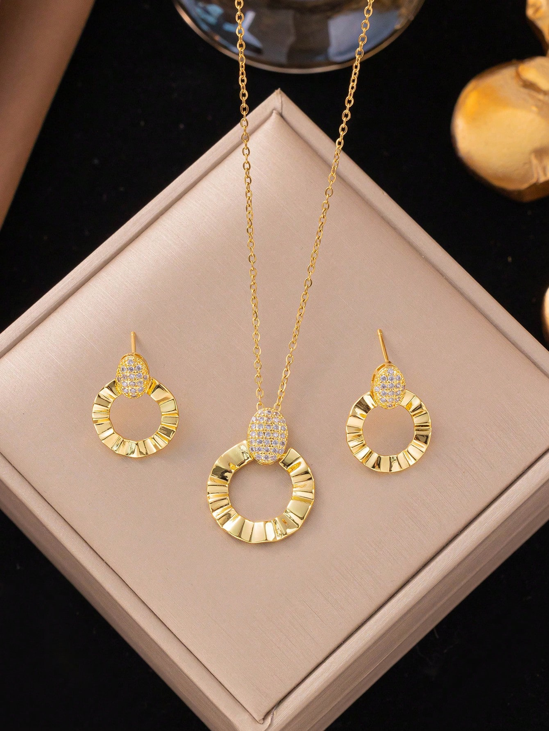 Geometric Rhinestone Jewelry Set