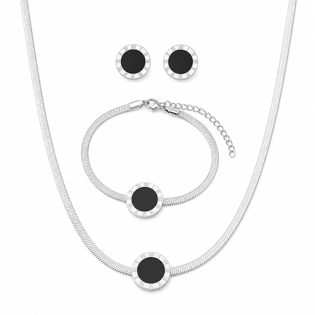 Roman Black/Gold Jewelry Set 3-Piece