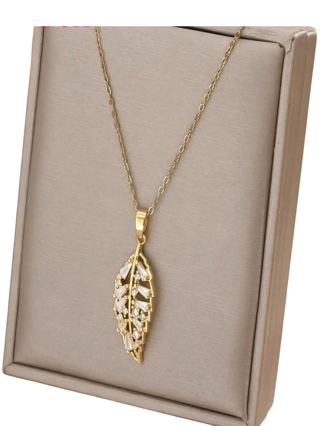 Women's Gold Necklace Rhinestone Leaf