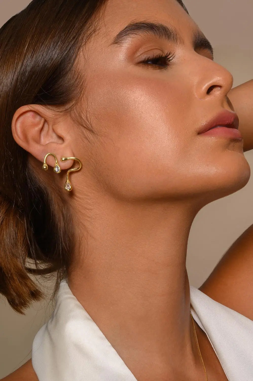 Sculptural Wave Drop Earrings | 18k Gold Plated