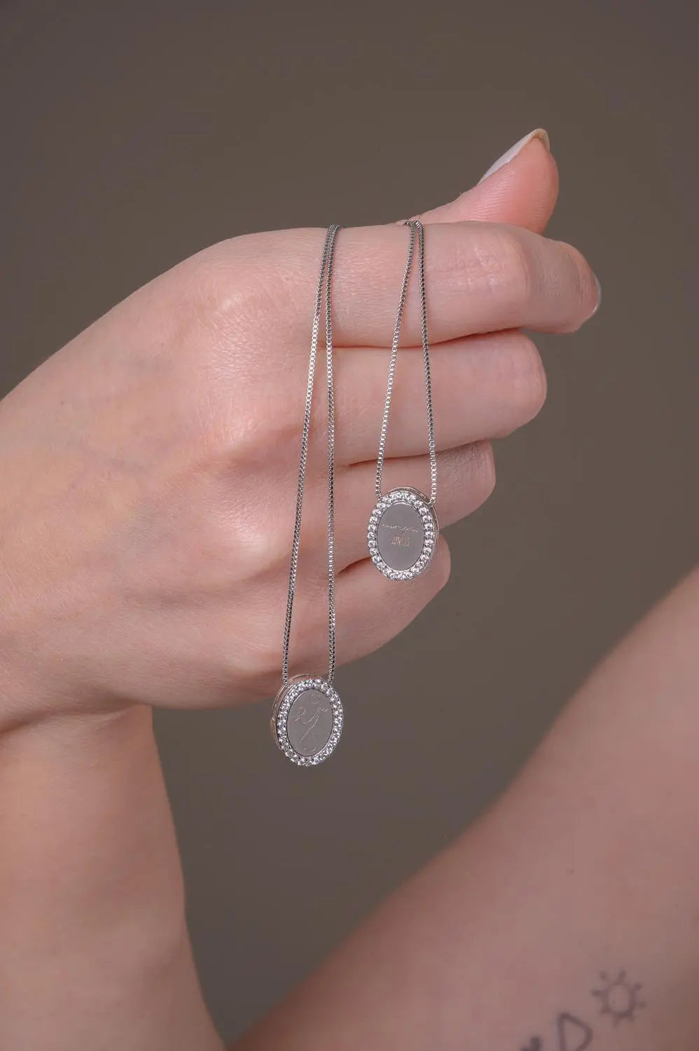 Mother & Daughter Always Together Necklace Set | White Rhodium Plated