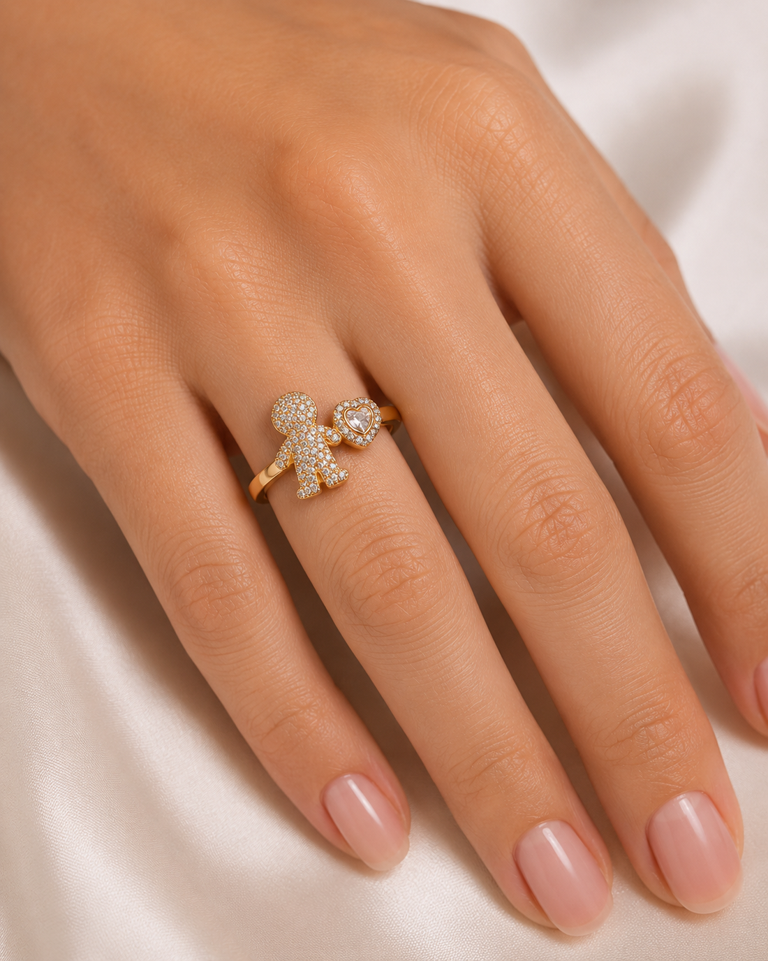 Gold Zircon Open Boy Ring
